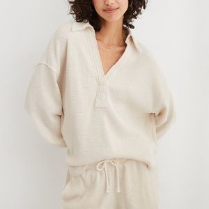 American Eagle LumberJane Waffle Polo Sweatshirt